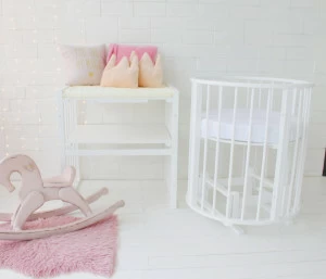 Круглая кроватка-трансформер 7 в 1 белая (72х72 см) QUEENBABY ДИЗАЙНЕРСКИЕ 178563 Белый