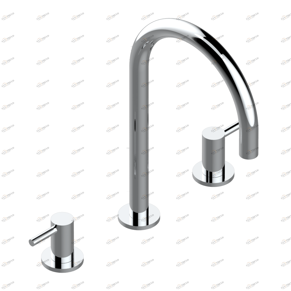 G5B-152 Смеситель для раковины на три отверстия устанавливаемый на борту с донным клапаном - высокий излив Thg-paris Nano с рукоятками G5B 152 A02 CAT.A