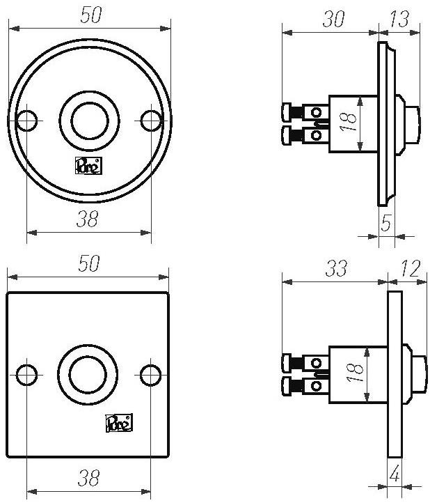Dauby Кнопка звонка из бронзы Pure® 8559 - Вид №2