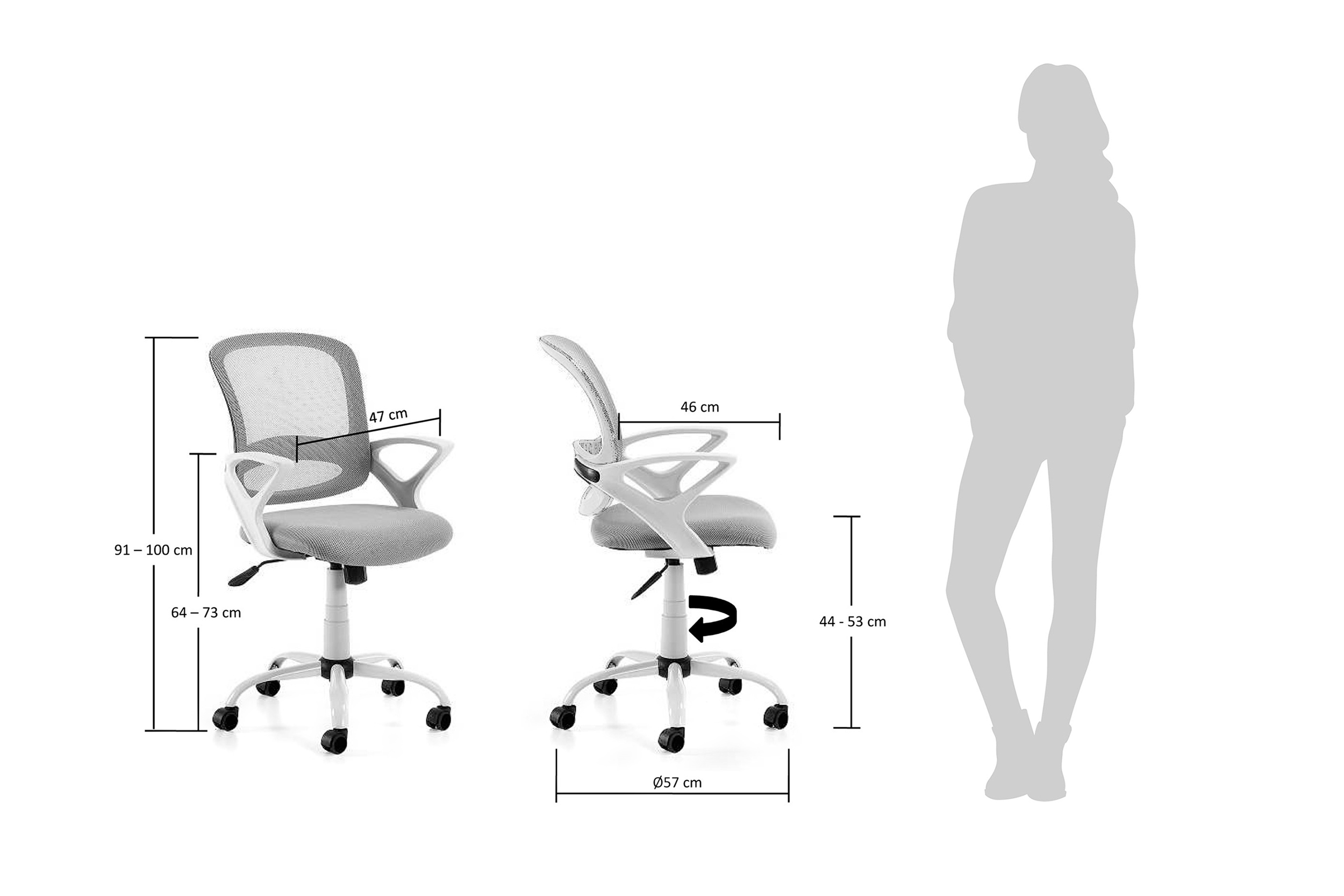 8433840308944 Офисное кресло lambert светло-серое La forma  - Вид №3