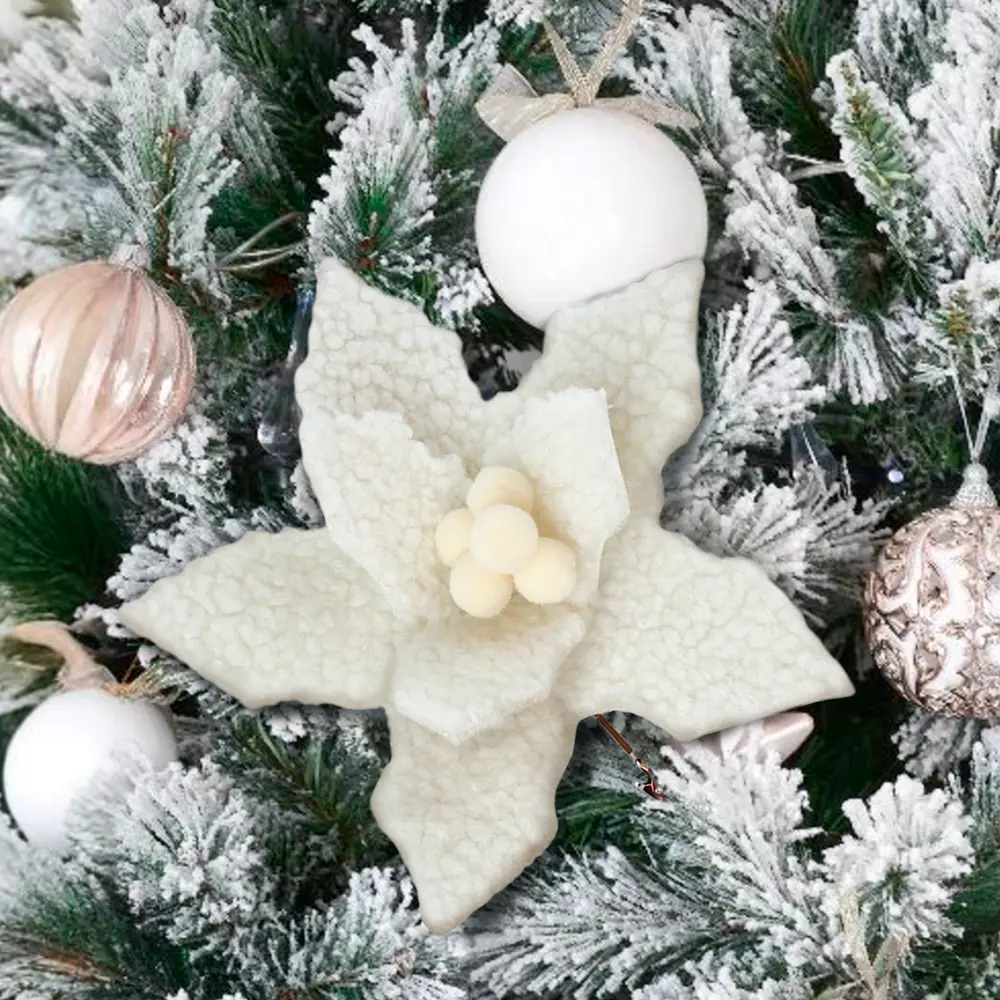 89381630 Украшение елочное «Цветок», 24x15.5 см, цвет белый STLM-1426083 Santreyd 