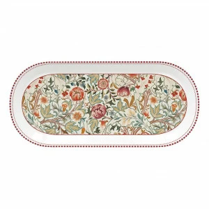 Блюдо фарфоровое овальное кремовое "Уильям Моррис" EASY LIFE УИЛЬЯМ МОРРИС 00-3947008 Бежевый;зеленый