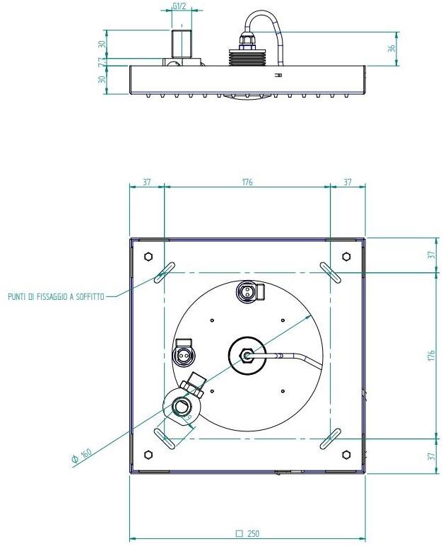 ZAZZERI Лейка дождевого душа потолочная с подсветкой Shirò Shiro sun-id-1497053 - Вид №7