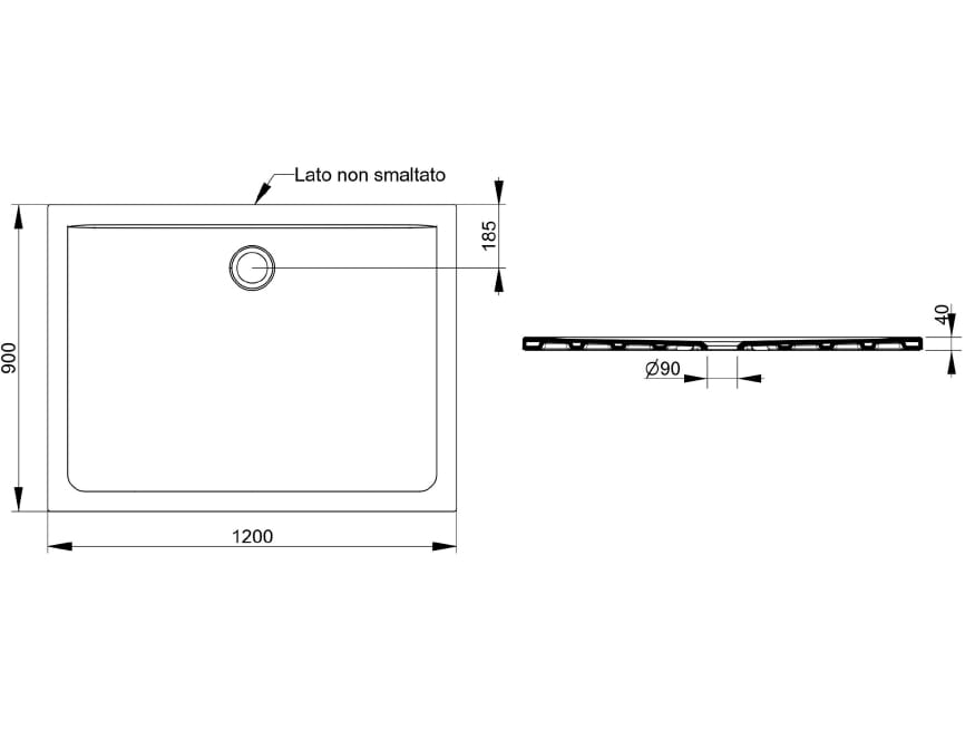 Керамический нескользящий прямоугольный поддон для душа Ceramica Dolomite SQUASH ARCH-00046905 - Вид №12