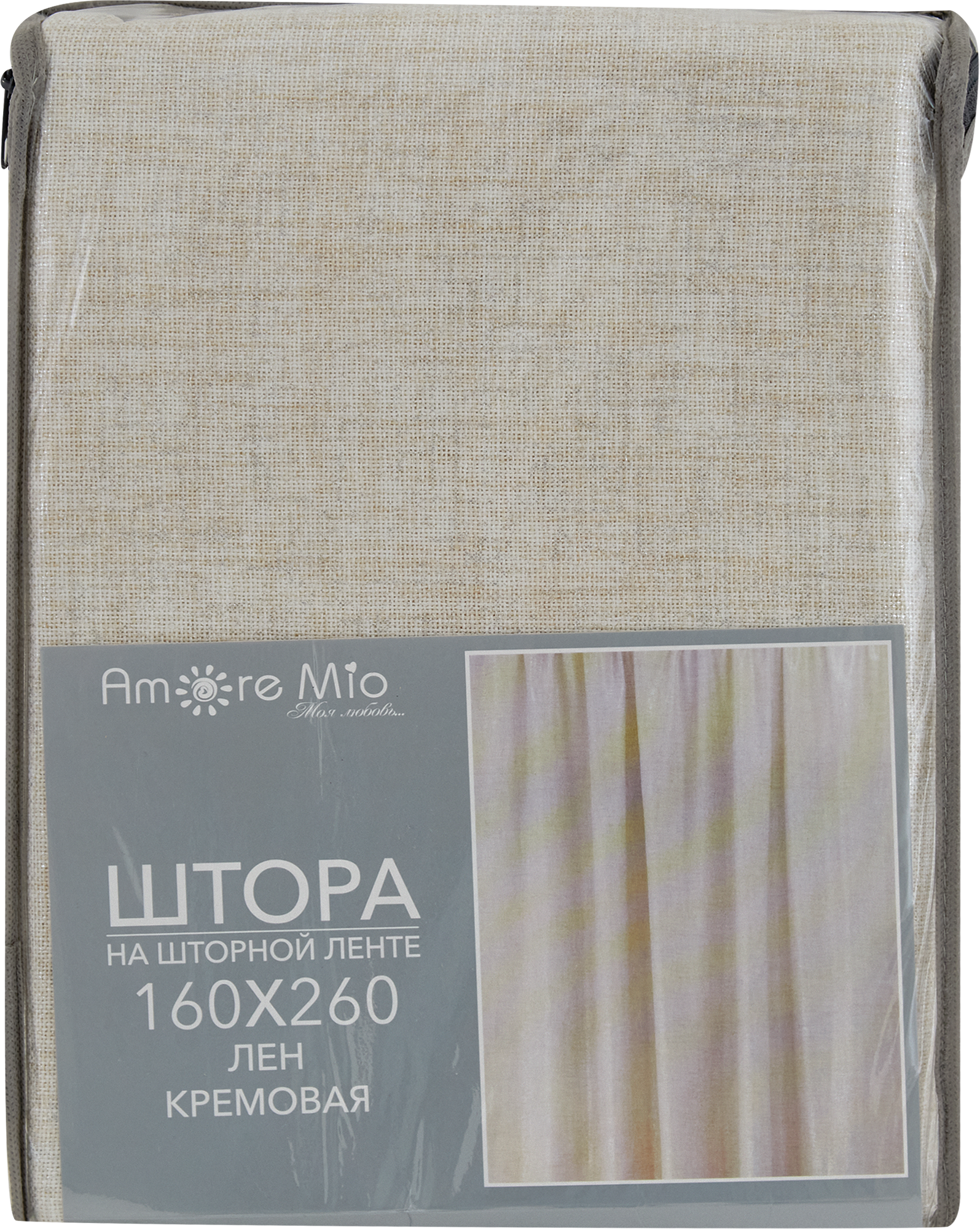 AMORE MIO Штора кремовая классическая 160x260 см с лентой для карниза 89096781 STLM-0078373 - Вид №5