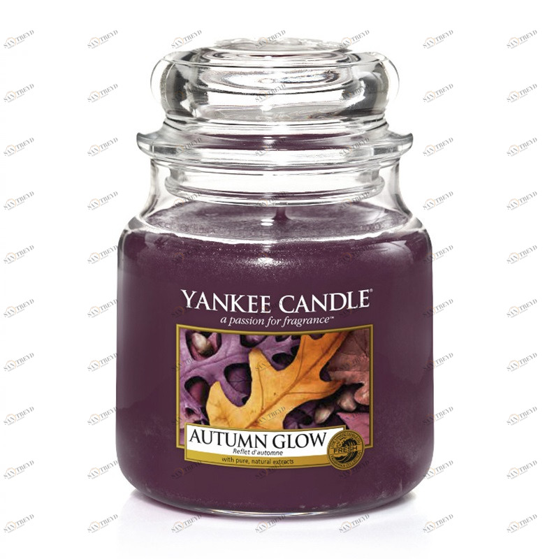 Свеча средняя в стеклянной банке "Осенний свет" Autumn Glow 411 гр 65-90 часов YANKEE CANDLE  267996 Фиолетовый 