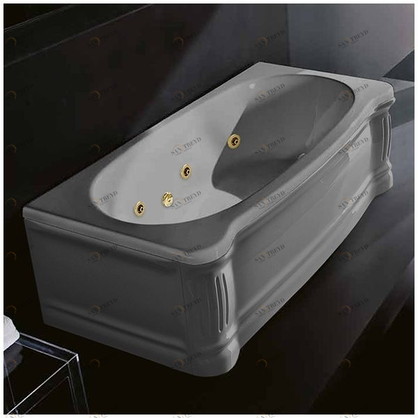 Ванна Gruppo treesse New Classic STX-V677B-DX-SE серая с гидромассажем и дезинфекцией прямоугольная правая  с золотой фурнитурой STXV677BDXSEZ