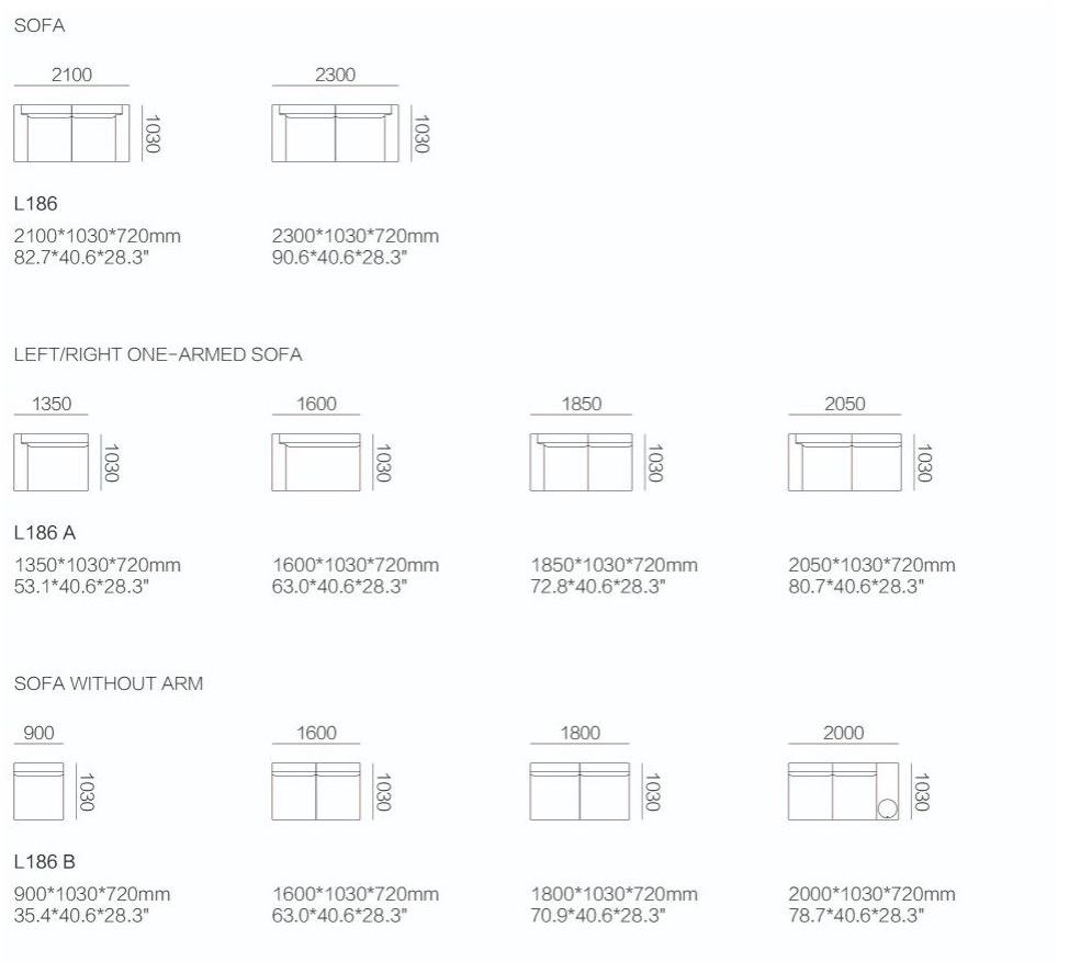 HC28 Cosmo Секционный кожаный диван  L186  - Вид №2