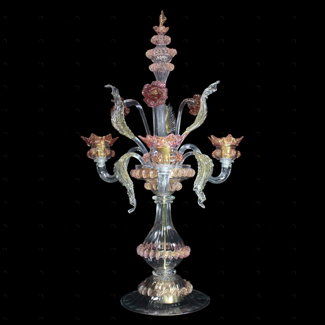 1298 ORIGINALMURANOGLASS Настольная лампа Фламбо Ка Манцони на 3 лампочки - Flambeau - Венецианская Venetian - муранское стекло  см 