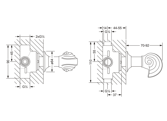 Переключающий вентиль на три положения ½", внешняя часть JOERGER Muschel 601.40.650.000 - Вид №1