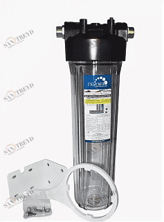 Корпус ГЕЙЗЕР ВВ 20" для холодной воды, прозрачный, латунные ниппели 1" 50549