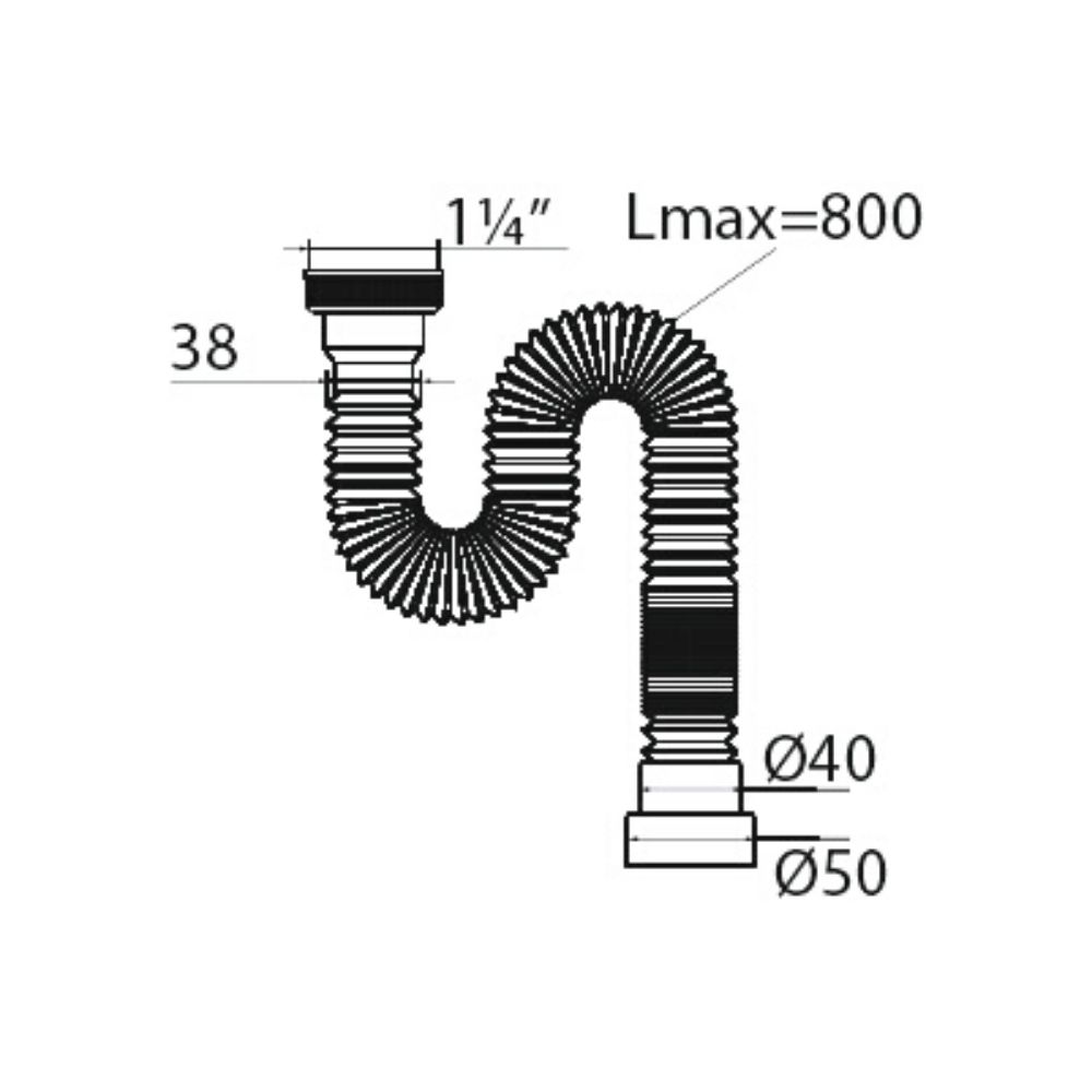Сифон гофрированный без выпуска  "МИНИ Элит, (30986264) L. 800 мм,  (1?" - ?40/50) 30986264 Santreyd  - Вид №1