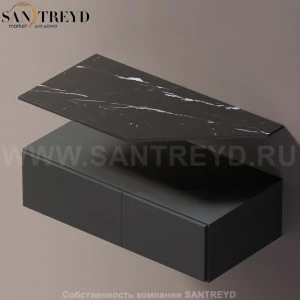 Agape ELL Подвесная столешница с возможностью установки 1-2 раковины. Размер: длина от 80 см до 100 см. Отделка: черный мрамор AELLN1MCA0810ED