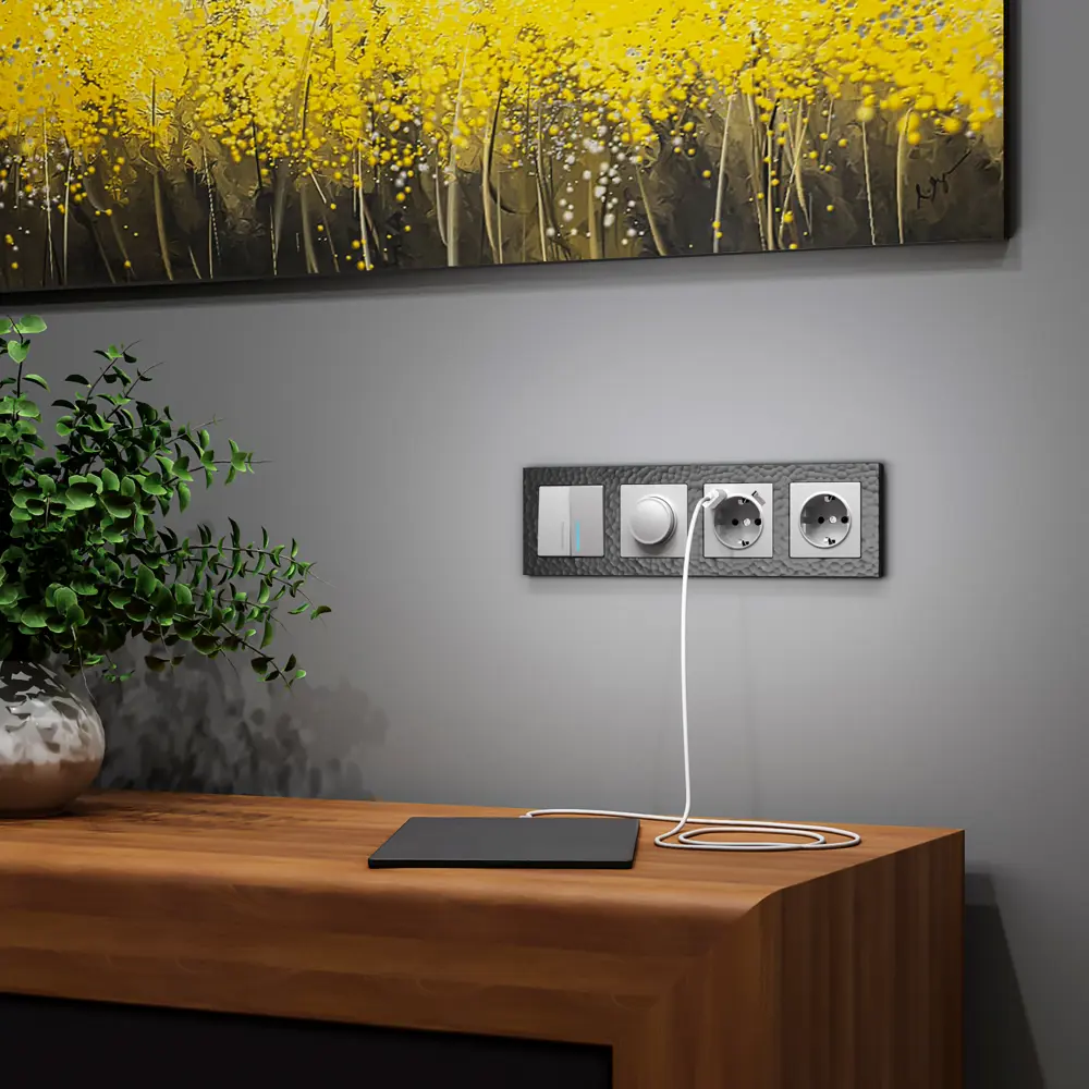 Рамка Werkel Hammer для розеток и выключателей - 4 модуля, черный глянец 84684362 STLM-0053668 - Вид №3