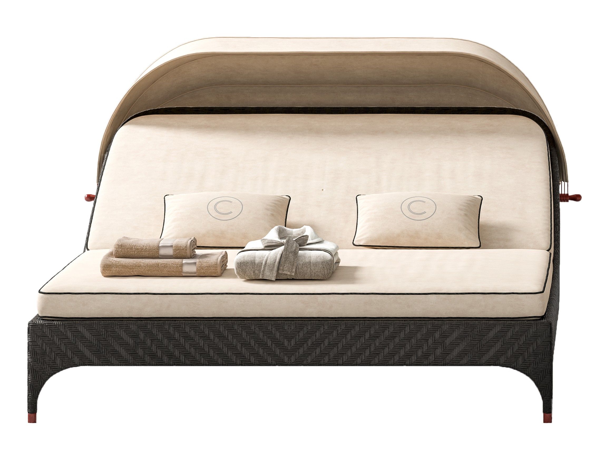 Садовая кровать из дерева и ткани с солнцезащитным козырьком CPRN HOMOOD открытый ARCH-00115074 - Вид №1