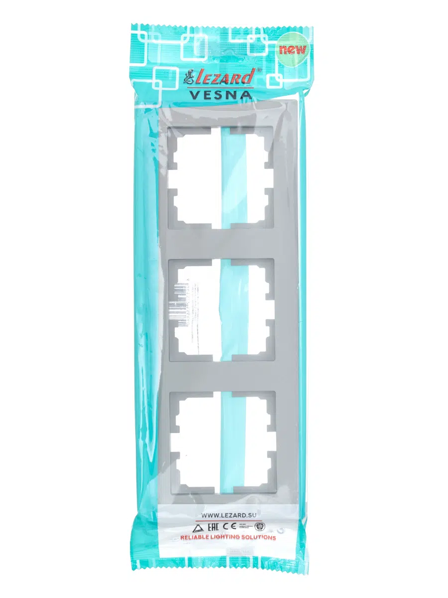 VESNA Рамка 3-ая вертикальная без вст платина LEZARD 742-3500-153 - Вид №4