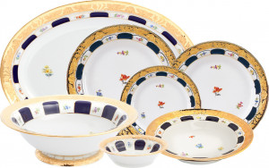 10637211 Meissen Сервиз столовый 6/27 "Форма - Икс" (россыпь цветов, кобальт) Фарфор