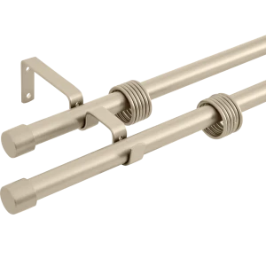 Карниз двухрядный раздвижной d19/16 мм заглушка 160-320 см цвет сталь