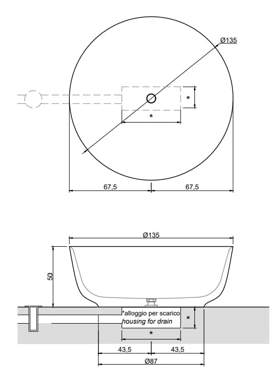 Круглая ванна в центре комнаты из мрамора Antoniolupi ORION ARCH-00130071 - Вид №5