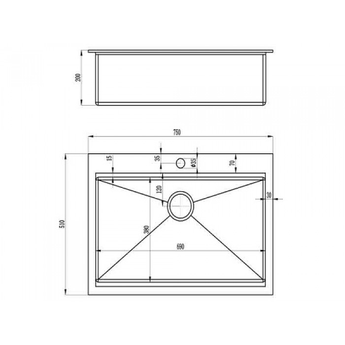 Zorg Master ZM R-7552 Ergo Мойка кухонная прямоугольная Zorg  - Вид №2