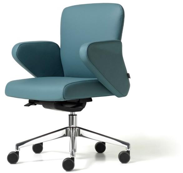 Diemme Регулируемое по высоте офисное кресло из кожи с 5 спицами и колесами Halfpipe sun-id-1352405 - Вид №1