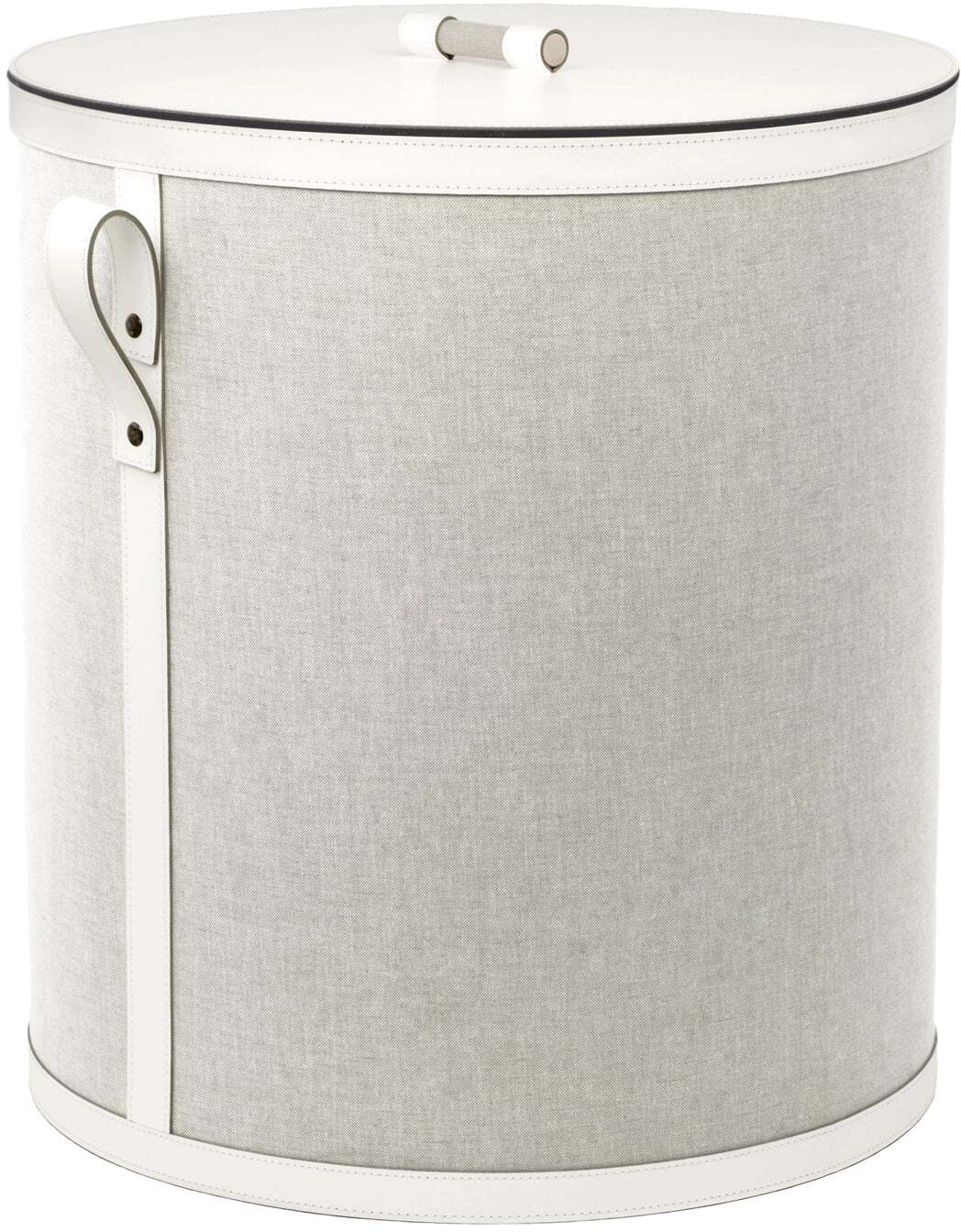 Короткая круглая корзина Penelope - Ø 45XH50 см / регенерированная кожа_крем