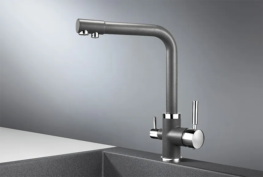 2015, ГРАФИТ (ЧЁРНО-СЕРЫЙ), СМЕСИТЕЛЬ КУХОННЫЙ GRANULA 2015-ST117