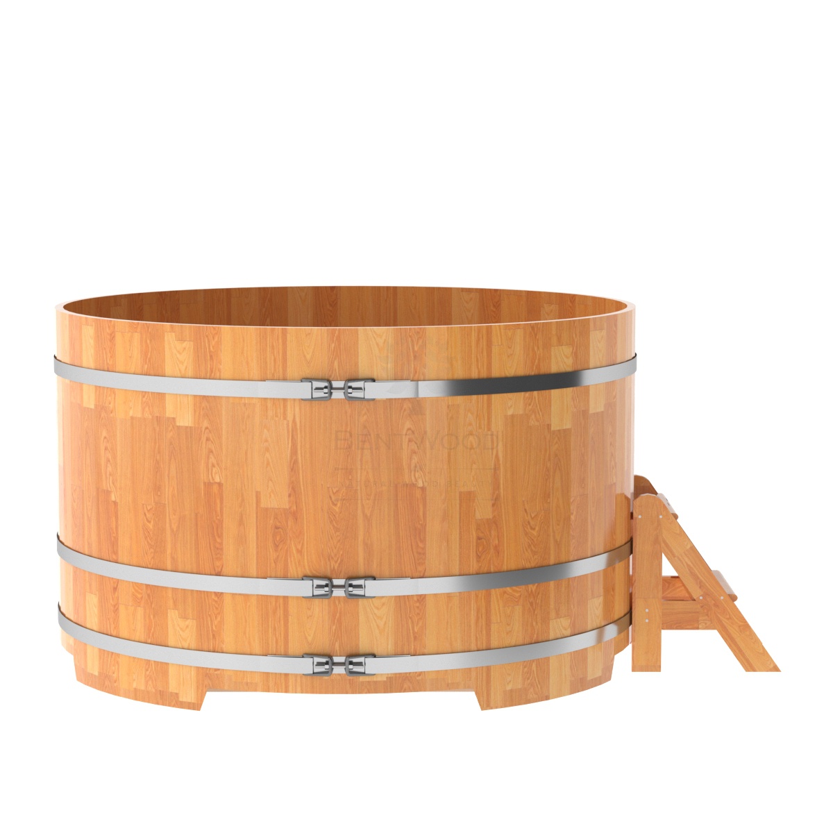 1557 Купель круглая из сращенных ламелей лиственницы d=1,80х1,1 натуральная Alyarus  - Вид №2