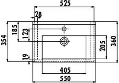 SU055-00CB00E-0000 Раковина SU055 мебельная (36*55см) Creavit  - Вид №1