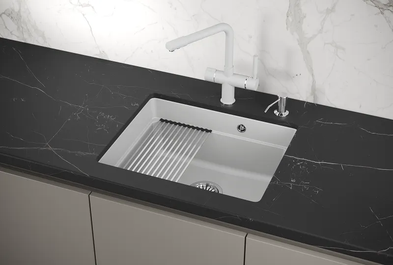 KS-5501U, АРКТИК (БЕЛЫЙ), кухонная мойка, кварц GRANULA 5501U-ST315