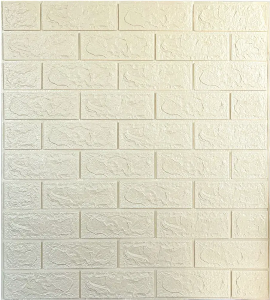 85251007 Листовая панель ПВХ самоклеящаяся мягкая 3D кирпич слоновая кость 770x700x4 мм 0.539 м² STLM-0060431