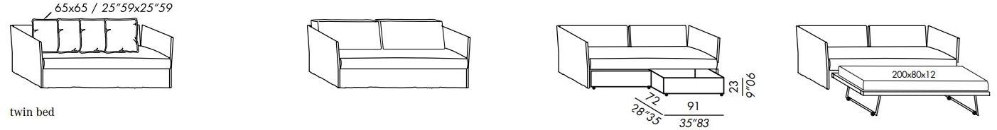 Meridiani Диван-кровать со съемным чехлом из ткани Fox sun-id-1397209 - Вид №7