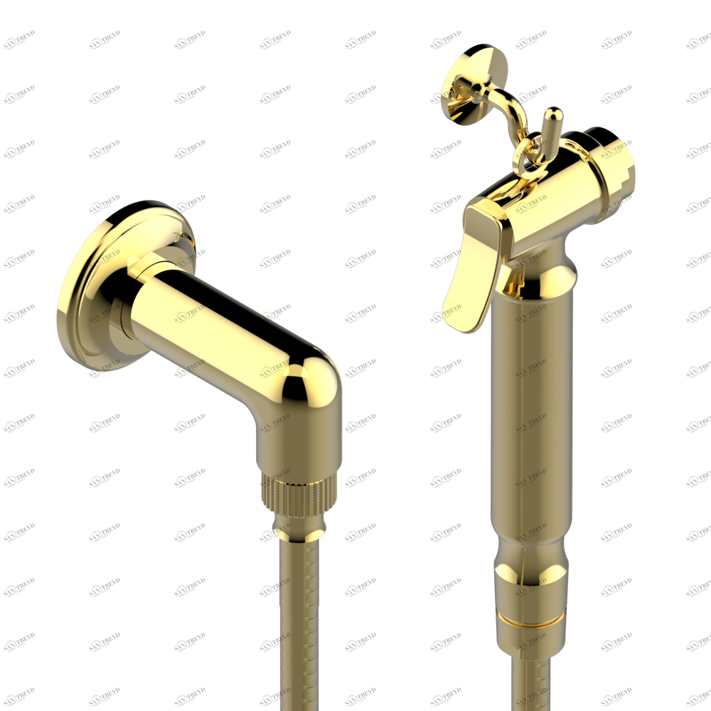 G08-5840/7 Душ гигиенический: 1.25 м шланг, крючок, вывод для душа и лейка с клапаном (возможны только следующие покрытия A02, B01,C01, D03, E02, F01, G01,G02) Thg-paris Pompadour Золото G08 5840/7 CAT.F