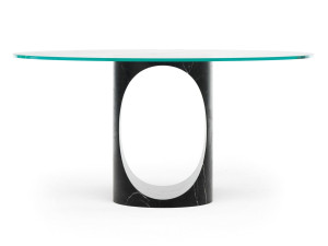 Круглый мраморный стол и хрустальная столешница