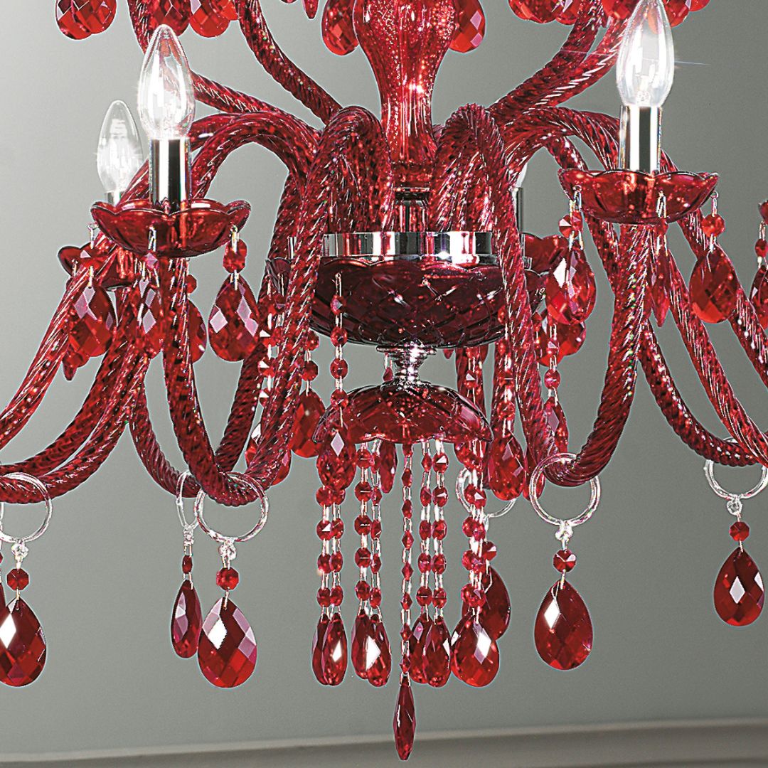 Masiero MILORD 5 R/red glass/ CUT CRYSTAL люстра подвесная 115050 - Вид №1