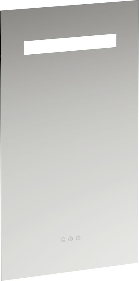 H4476139501441 Зеркало, 450 мм, с встроенной горизонтальной LED подсветкой и естественным светом, три сенсорных выключателя (вкл/выкл/затемнение/изменение цветовой температуры 2700–6000 K), алюминиевый каркас, IP44 LAUFEN PRO