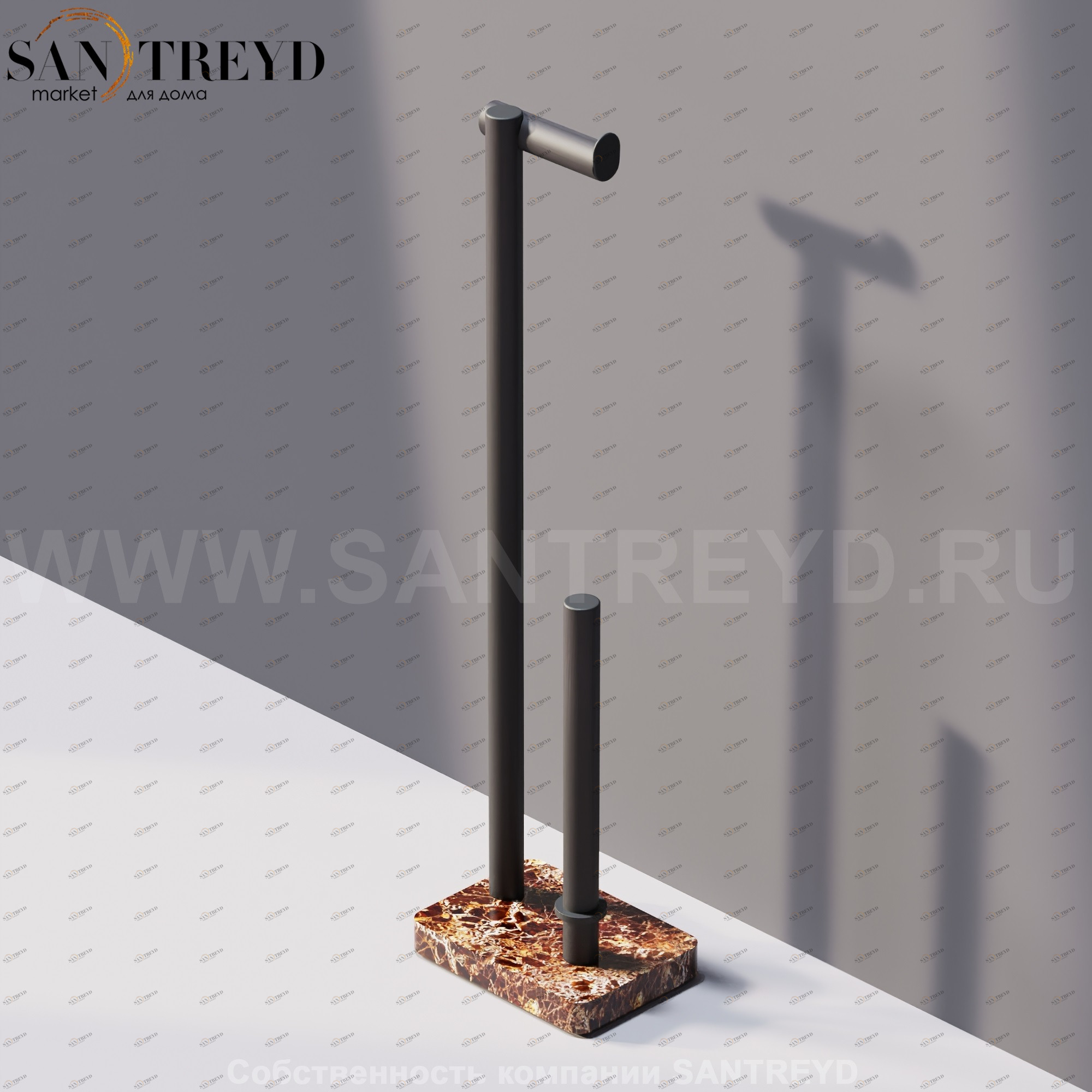 Agape DOT LINE Конструкция с функцией держателя для туалетной бумаги с запасным держателем под темный дуб на подставке из коричневого мрамора ADTL0461.RWD ADTL0461RWD