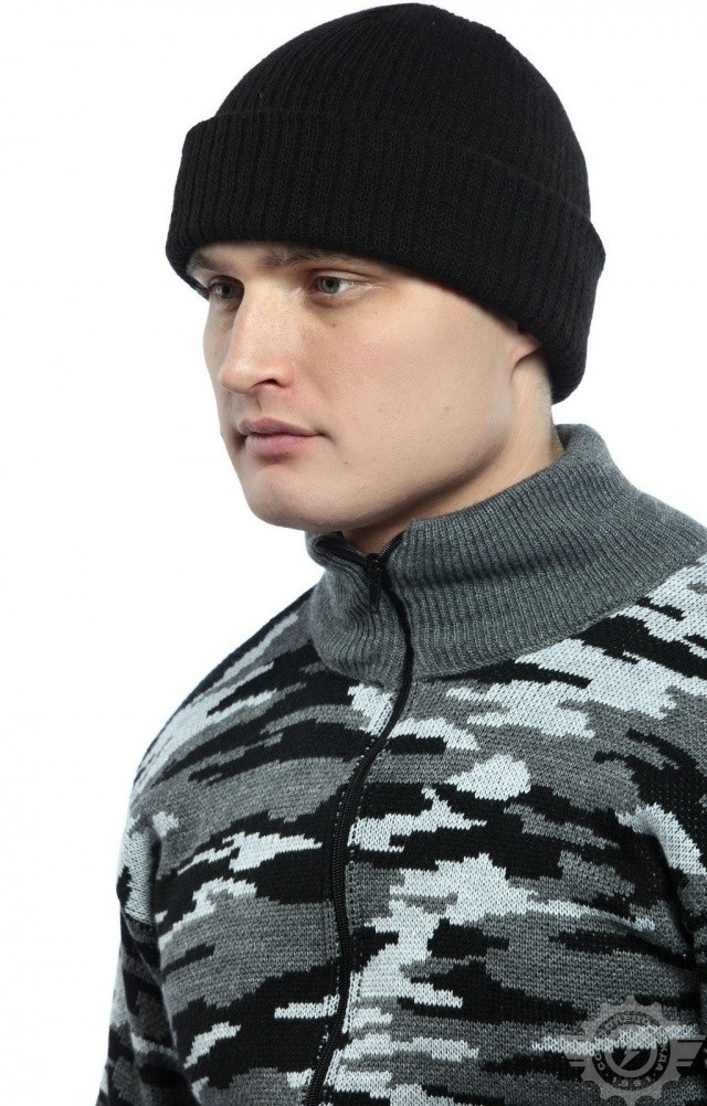 59190 Шапка вязаная трикотажная черная  Головные уборы  размер Спецодежда  - Вид №3