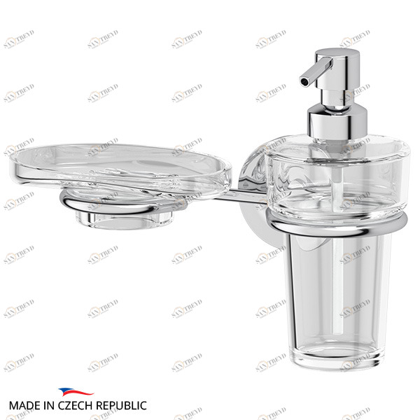Держатель с прозрачными дозатором 250 мл и мыльницей Ellux ELEGANCE ELE 008-C03 sun-id-561301
