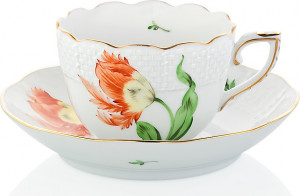 1051665 Herend Чашка для мокко с блюдцем 80мл "Китти" (оранжевая) Фарфор