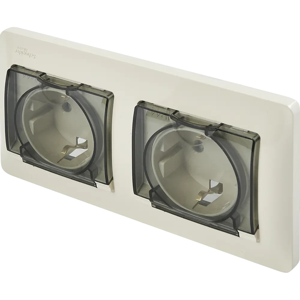 Розетка двойная встраиваемая Systeme Electric Glossa с заземлением со шторками IP44 цвет молочный 86710155 STLM-2166797 - Вид №1