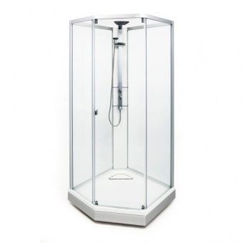 Задняя стенка душевой кабины 90x90 Ido Showerama 8-5 4985022991 белый профиль+ прозрачное стекло Santreyd  - Вид №1