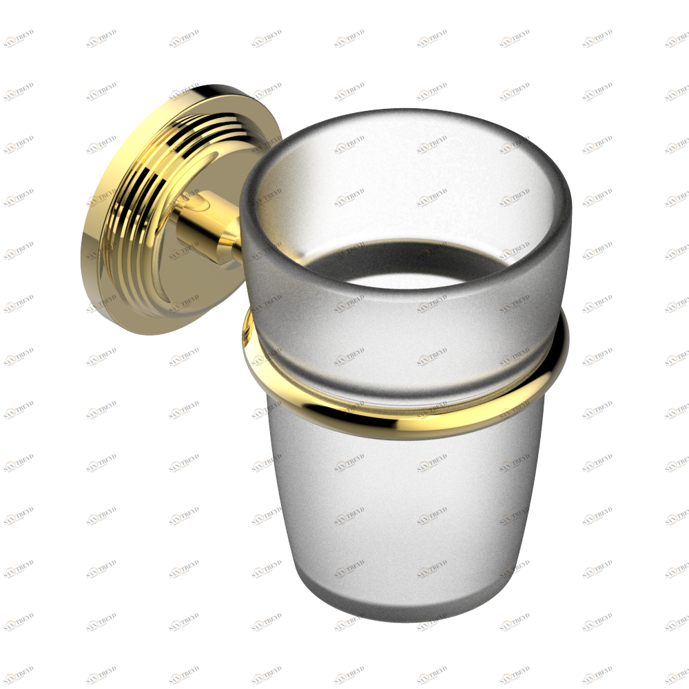 U9N-536 Стакан настенный для зубных щёток Thg-paris Grand central с ручками-рукоятками с чёрным ониксом Покрытие PVD золотистый цвет U9N-536 CAT.F