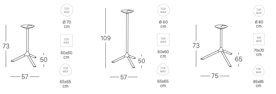 Высокий стальной стол с 3-спицевым основанием и откидным верхом S-CAB Tripé ARCH-00140571 - Вид №5