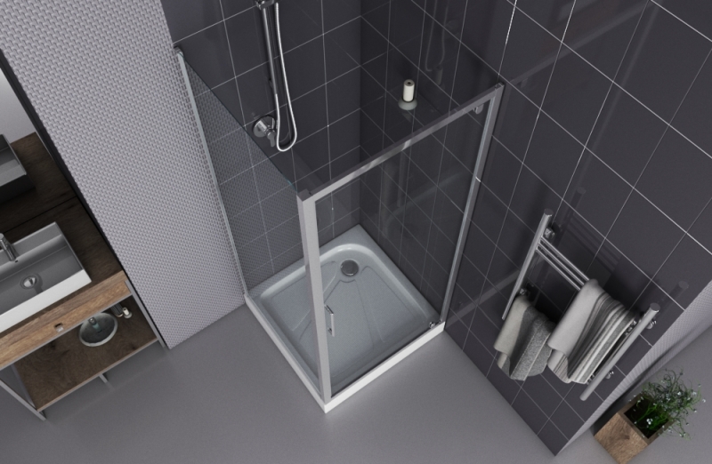 Душевое ограждение (без поддона), одна распашная дверь DROP BS090.2110A bravat - Вид №1