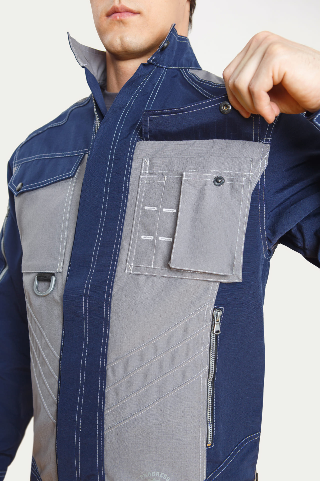 68840 Костюм "Прогресс" темно-синий с серым  Летняя спецодежда  размер 60-62/182-188  - Вид №12