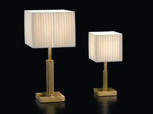 Металлическая светодиодная настольная лампа с тканевым абажуром