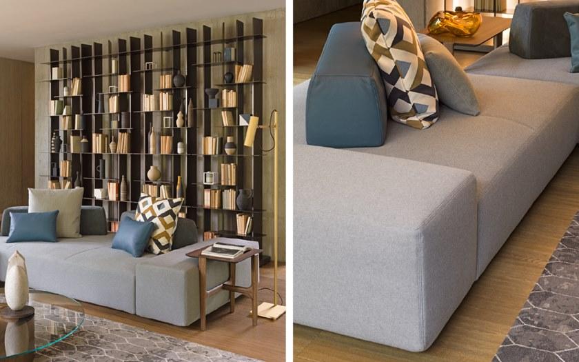 Flou Модульная скамья со спинкой, обитая тканью sun-id-1443945 - Вид №2