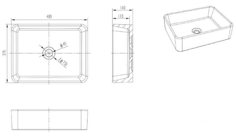 C22328W-ENG Накладная раковина на столешницу  овальная Bravat  - Вид №1