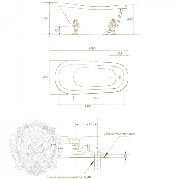 26916 Ванна из литьевого мрамора Migliore Bella - Вид №2